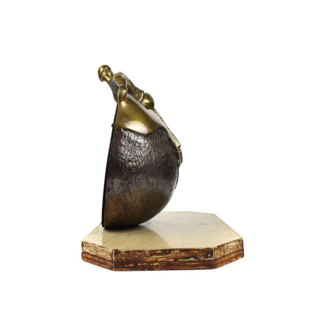 Bronze Late 20th Century Bronze Life Started From Africa Half World Globe For Sale - Image 8 of 11