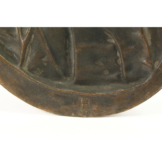 19th C Lg Bronze Bas-Relief Wall Medallion Portrait Leon Gambetta (1838-82) For Sale - Image 11 of 12