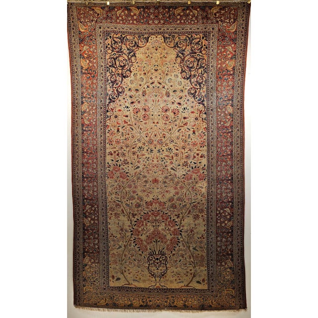 Textile 19th Century Persian Kashan, Hand-Knotted Wool, Tree of Life Pattern, Ivory & Brick Red, 5x9 For Sale - Image 7 of 14