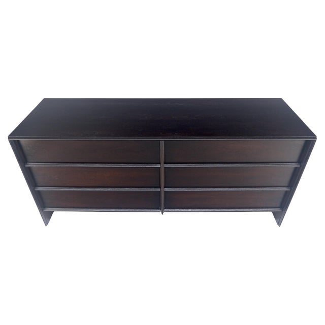 Gibbings for Widdicomb Ebonised Walnut Long 6 Oak Drawers Dresser Credenza MINT For Sale - Image 15 of 16