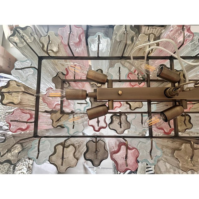 Brown Huge Rectangular Tronchi Murano Glass Burnished Chandelier by Simoeng For Sale - Image 8 of 11