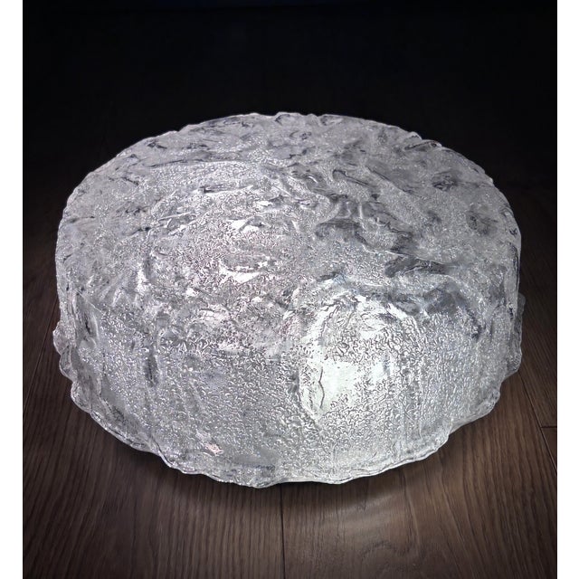 Large Mid-Century Modern Ice Glass Ceiling Lamp from Glashütte Limburg, 1960s For Sale - Image 9 of 10