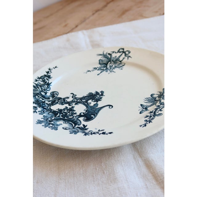 Beautiful antique ironstone dinner plate, Regent pattern, from the Belgian pottery Boch Frères Keramis. Dated to the late...