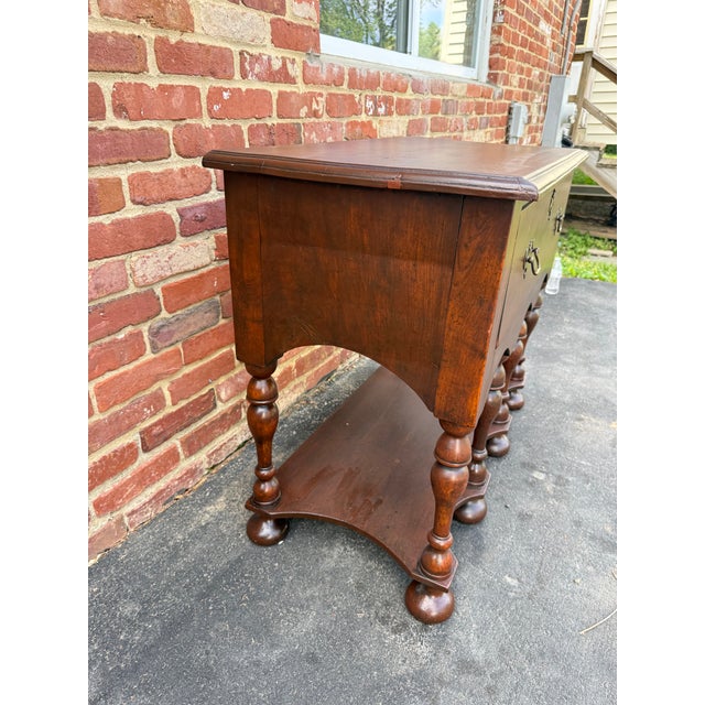 Antique William & Mary Walnut and Burl Walnut Veneer Lowboy Console Table For Sale - Image 16 of 18
