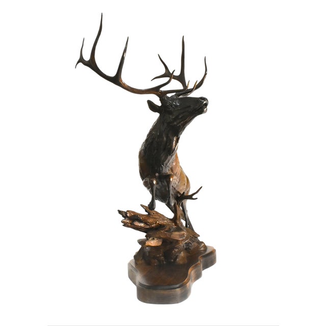 James Stafford "Flight" Bronze Elk Sculpture For Sale - Image 9 of 11