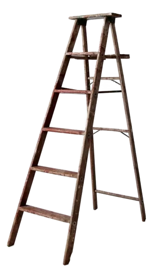 Vintage Decorative Wood Ladder, 5.5 Ft