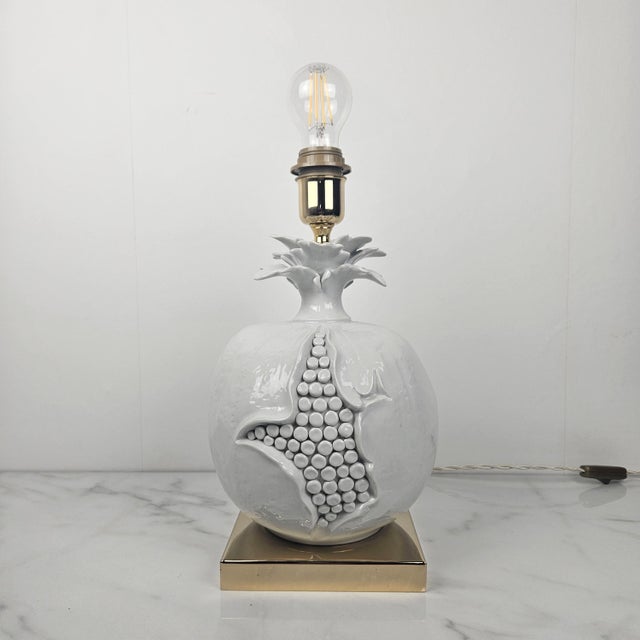 Italian Sculptural Ceramic Table Lamp on Gilt Base, 1970s For Sale - Image 11 of 11