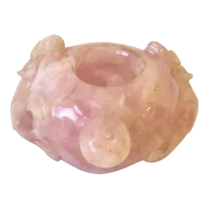 Rose Quartz Carved Vase Dragons and Pearl, China, Early 20th Century