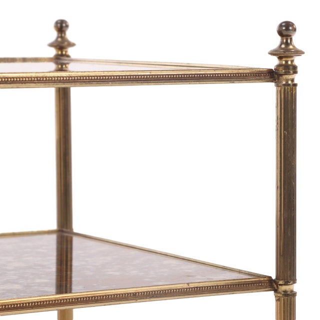French Three-Tier Brass and Glass End Table, C. 1950 For Sale In Philadelphia - Image 6 of 7