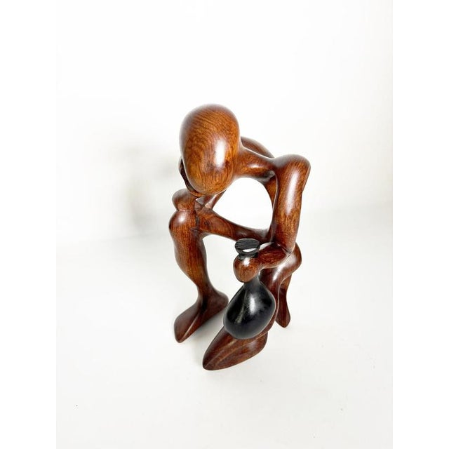 Wooden Sculpture of a Crouching Woman, France, 1970s For Sale - Image 6 of 18