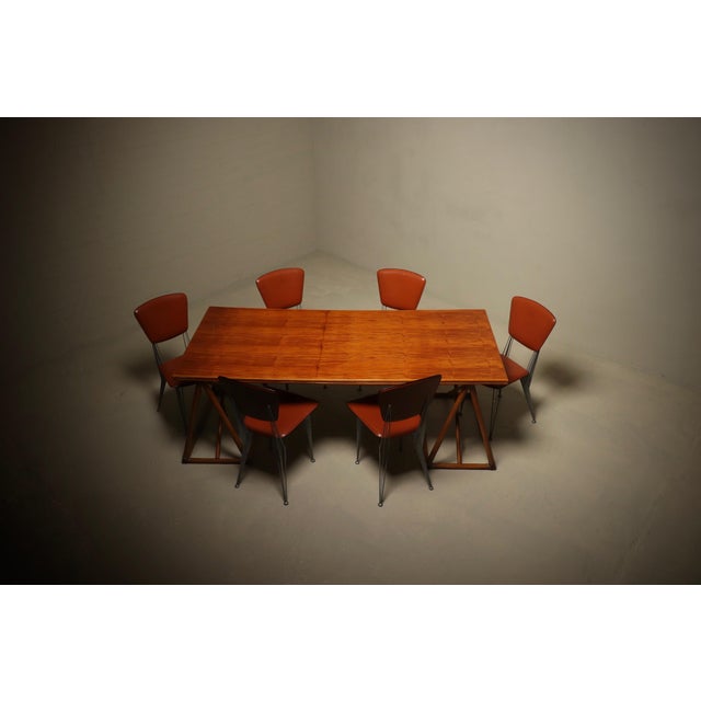 Mid-Century Modern Italian Trestle Dining Table in Bamboo and Rattan, 1970s For Sale - Image 11 of 15