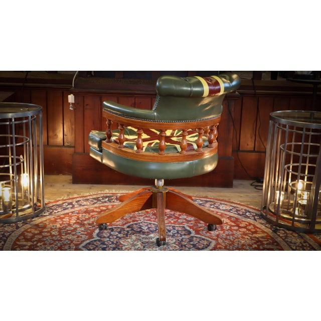 Captain's Swivel Leather Armchair, 2010s For Sale - Image 9 of 18