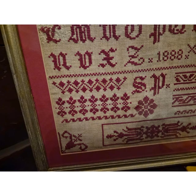 1888 Red Work Sampler For Sale - Image 4 of 9