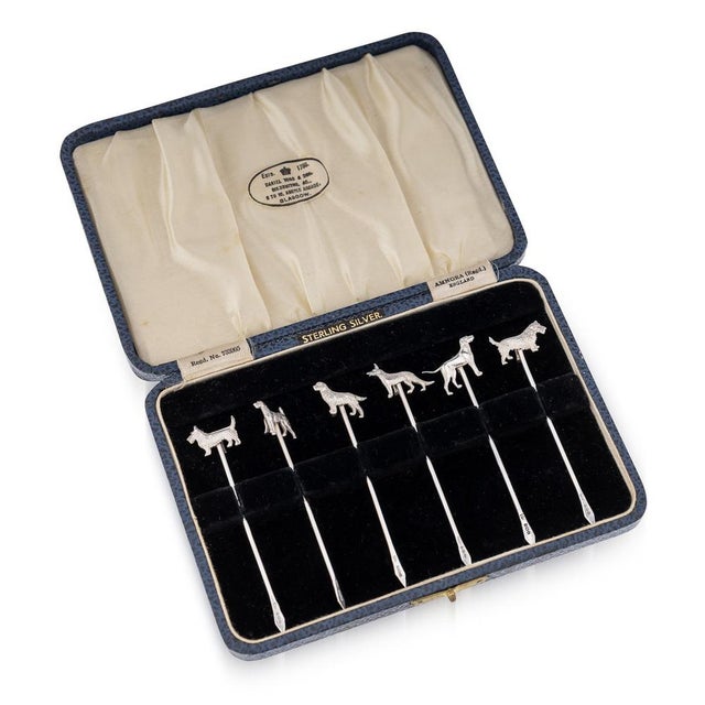 20th Century Silver Cased Cocktail Picks with Dog Breed Motif, 1934, Set of 6 For Sale - Image 11 of 11