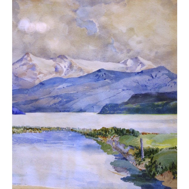 Mid-Century Pair of European Landscape Watercolors Signed Walch, Framed For Sale - Image 10 of 18