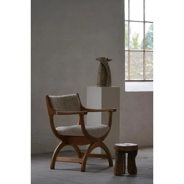 Vintage Kurul Armchair in Oak and Lambswool by Henning Kjærnulf, 1960s For Sale - Image 14 of 18