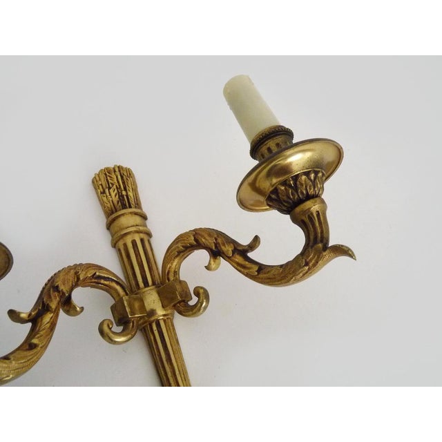 1960s Empire Style Double-Light Bronze Wall Sconce, 1960s For Sale - Image 5 of 9