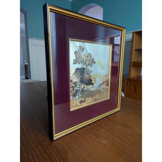 An exceptional mid-century Shōwa-era Japanese Chokin (engraved metal relief) artwork by the artisan master Hideaki. This...