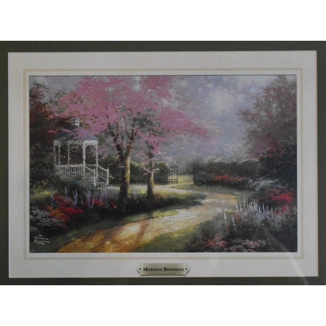 Thomas Kinkade Morning Dogwood Framed Matted Art Print Vintage Garden Gazebo For Sale - Image 4 of 15