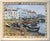 Oil painting of small colorful fishing boats in a bay. Oil on Canvas. Signed "Tanguy Le Roy" bottom right and on verso....