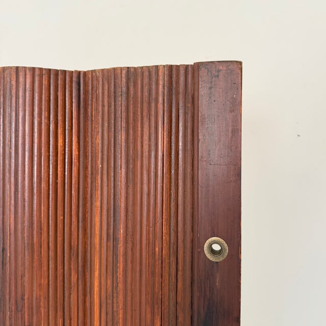 Brown Mid-Century Modern French Folding Wood Room Divider by Baumann Fils & Cie, 1952 For Sale - Image 8 of 9