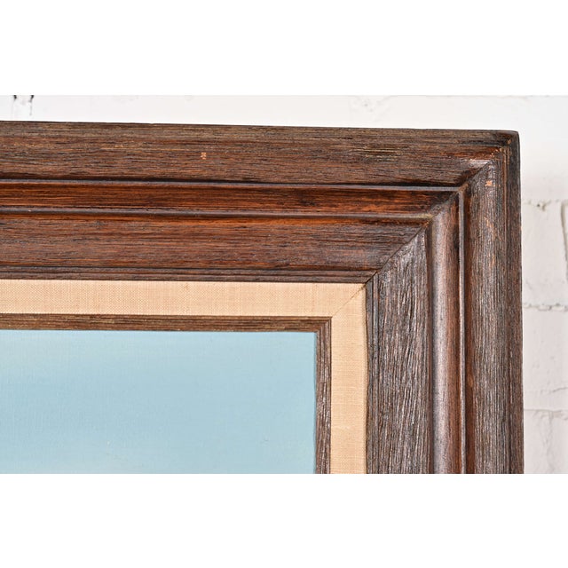 White Original Artist Signed "Barn in Snowfall" Oil Painting on Canvas in Carved Wood Frame For Sale - Image 8 of 13