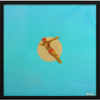 Freedom Ii - Framed Original Figurative Diver in Water Artwork by Beddru For Sale