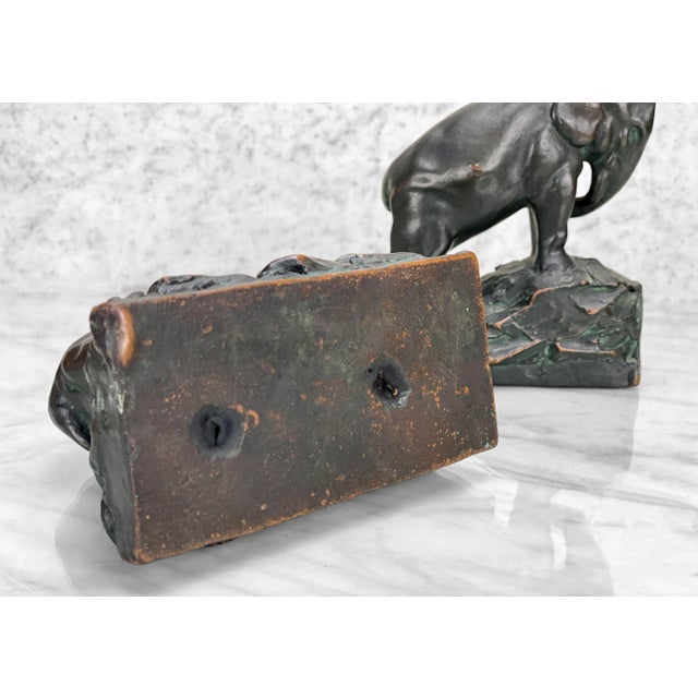 Sculpture Materials Vintage Art Deco Chalkware Elephant Library Bookends - a Pair For Sale - Image 7 of 8