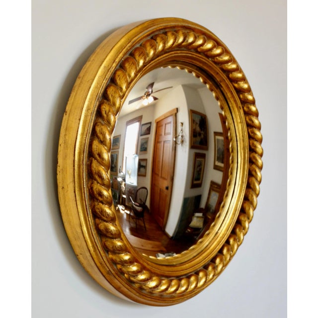 Gold Large Giltwood Convex Mirror Twisted Rope Design 18.25" For Sale - Image 8 of 12