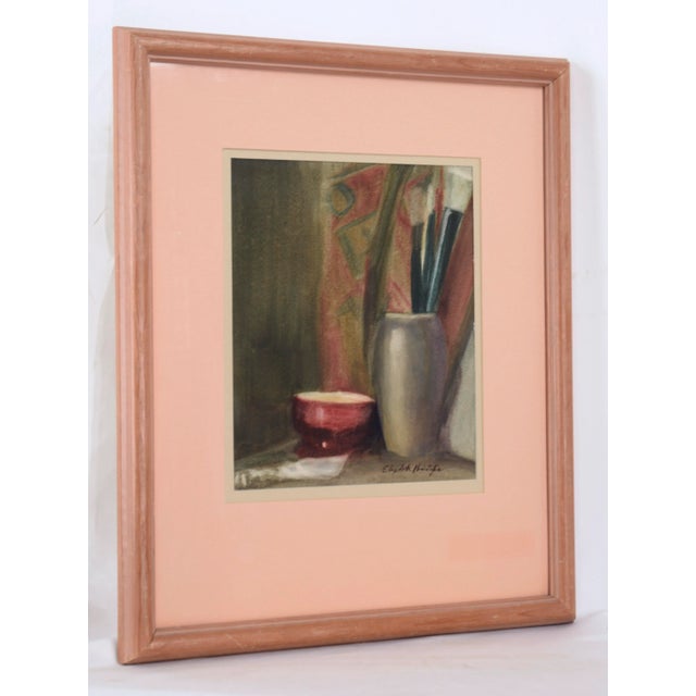 Sumi-e Brushes and Bowl - Still Life by Elizabeth Harrington Vibrant still life of Sumi-e Brushes in vase and rinsing bowl...