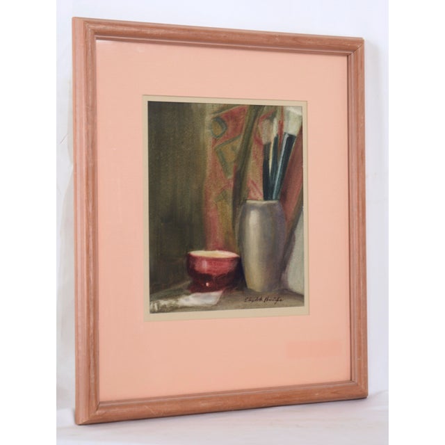 Sumi-e Brushes and Bowl - Still Life by Elizabeth Harrington Vibrant still life of Sumi-e Brushes in vase and rinsing bowl...