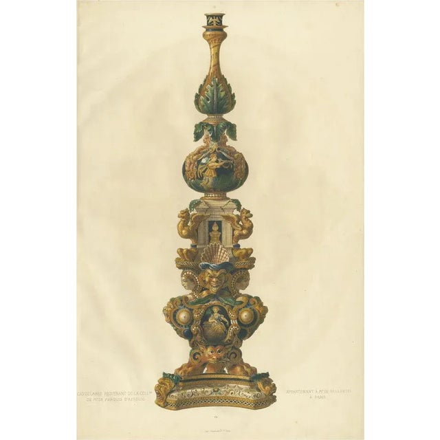 Mid 19th Century Delange, Candleholder of Mr. Le Marquis Dazeglio, 1869, Paper For Sale - Image 5 of 5