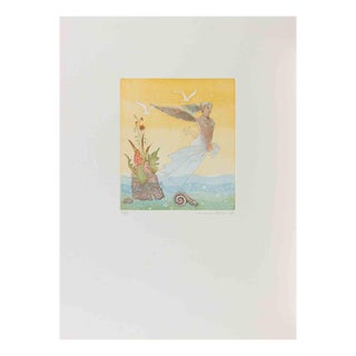 Normanno Soscia, Winged Girl, Etching, 1990s For Sale
