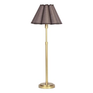 Polly Buffet Lamp, Natural Brass with Umber Scalloped Shade For Sale