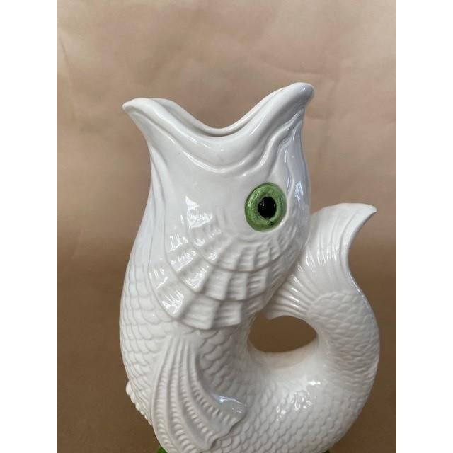 Hollywood Regency Vintage 1985 Fitz & Floyd Figural Fish Pitcher – Coastal Gurgle Style. For Sale - Image 3 of 8