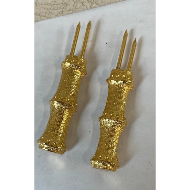Vintage Gold Plated Faux Bamboo Handle Corn Holders Set of 8 Chairish