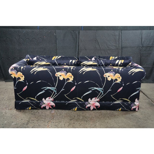 Pair Mid Century Erwin-Lambeth for John Stuart Botanical Lily Rolled Arm Sofas For Sale - Image 17 of 17