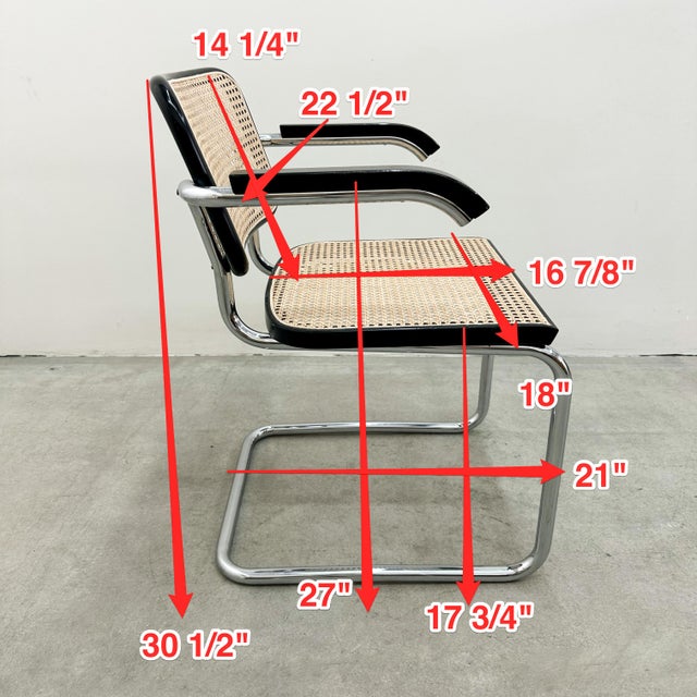 Cesca Armchair by Marcel Breuer for Gavina Knoll, Italy – 1970s, Caned, Ebonized Beech & Chrome For Sale - Image 10 of 10