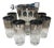 Dorothy Thorpe Style Grape Pattern Silver Fade Ice Bucket WithTongs and Six 12 Oz. Tumblers - Set of 8 For Sale
