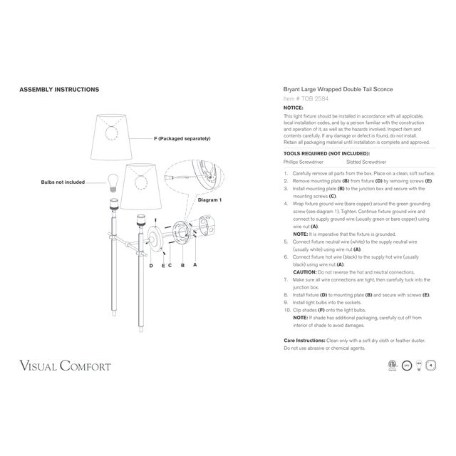 Modern Thomas O'Brien for Visual Comfort Signature Bryant Large Wrapped Double Tail Sconce in Bronze and Saddle Leather with Linen Shades For Sale - Image 3 of 3