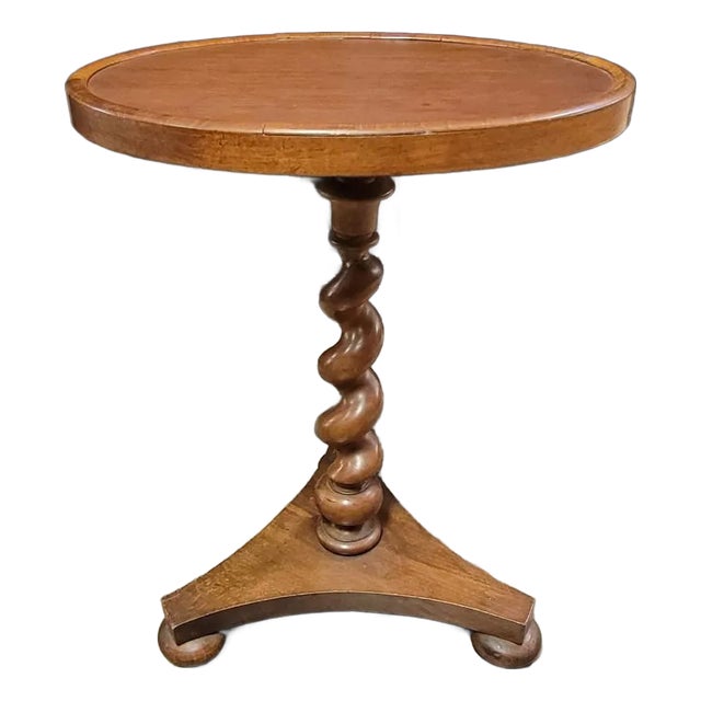 Antique English Barley Twist Drink Tea Table For Sale