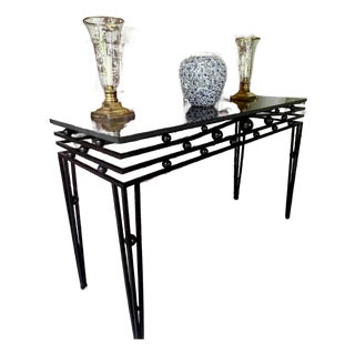 Vintage Custom Iron and Granite Console Table For Sale