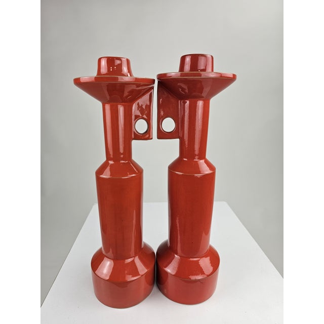 Ceramic Candlesticks by Enzo Bioli for Il Picchio, Italy, 1970s, Set of 2 For Sale - Image 3 of 16