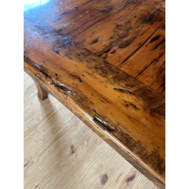 Monumental Repurposed Barn Wood Farm Table For Sale - Image 9 of 17