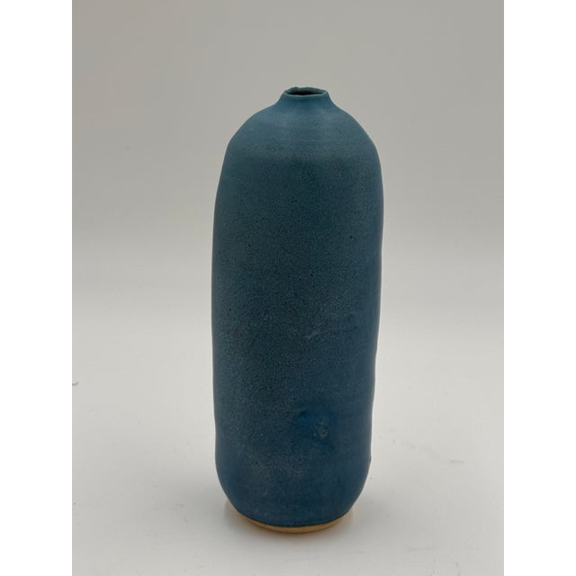 Late 20th Century Vintage Studio Pottery Blue Vase For Sale - Image 5 of 5