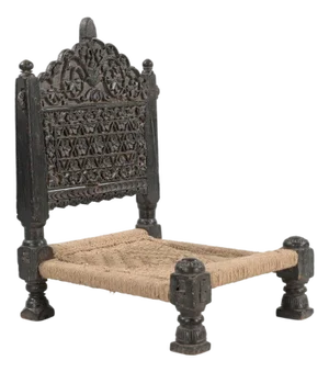 Vintage Indian Carved Teakwood Pita Chair