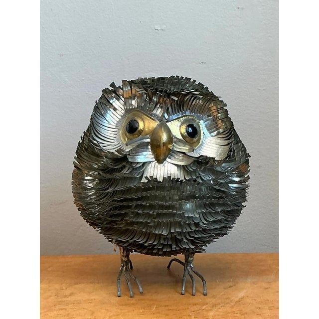 Metal Sergio Bustamante Metal Owl Sculpture For Sale - Image 7 of 13
