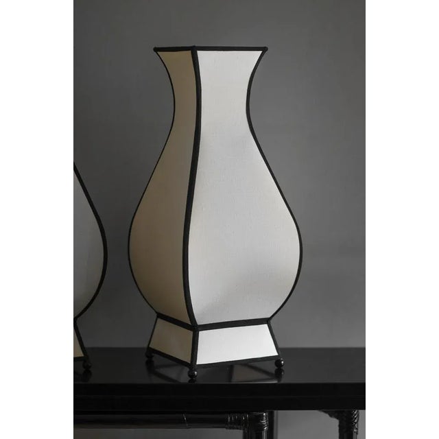 Ivory Large Cotton Pagoda Lamp For Sale - Image 8 of 11