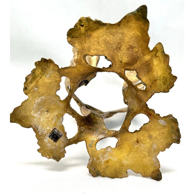 Vintage Brass Cherub Pedestal Bowl With Glass Insert Hollywood Regency Decor For Sale - Image 11 of 11