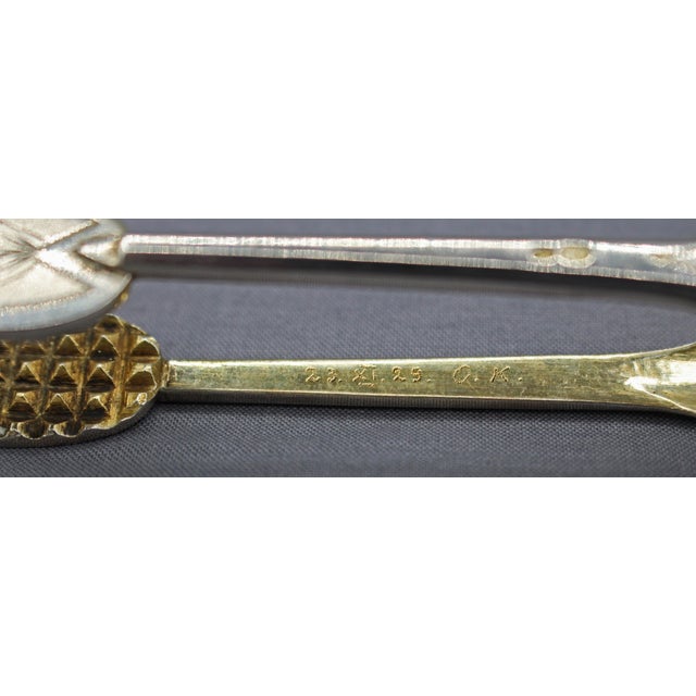 Metal Circa 1924-39 Estonian 875 Standard Silver Tongs With Gold-Washed Interior For Sale - Image 7 of 9